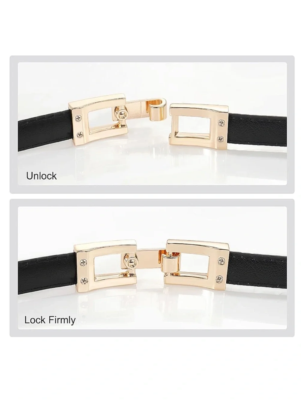 NWT!! Glamorstar Adjustable Skinny Belt in Black with Gold Hardware